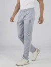 High-Fidelity Detail of Grey Casual Trackpants Showing Premium Imported Fabric and Redbros Logo