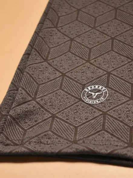 Redbros Olive Green Geometric Crew Neck T-Shirt High-Fidelity Fabric Detail Showing Interlocking Weave and Stitching