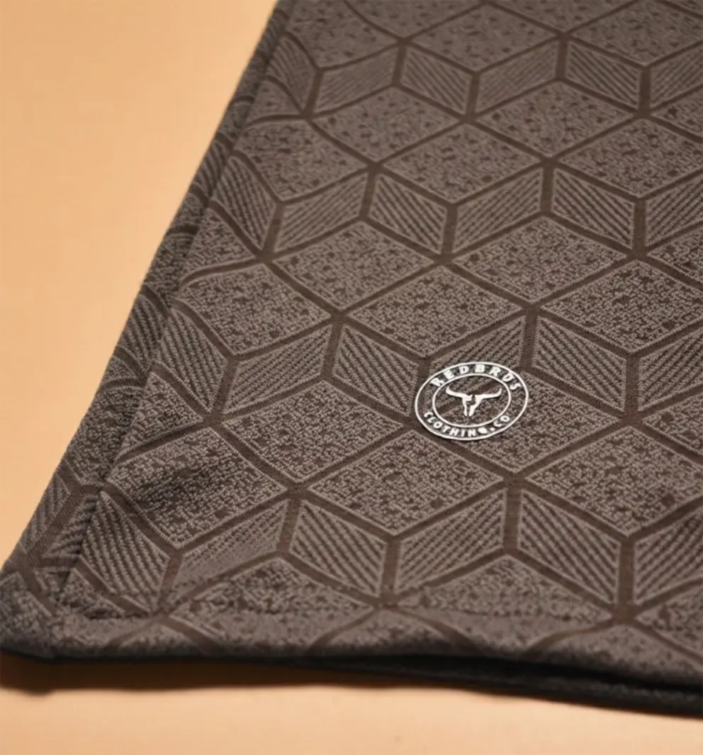 Redbros Olive Green Geometric Crew Neck T-Shirt High-Fidelity Fabric Detail Showing Interlocking Weave and Stitching