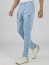 High-Fidelity Detail of Sea Blue Casual Trackpants Showing Premium Imported Fabric and Redbros Logo
