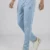 High-Fidelity Detail of Sea Blue Casual Trackpants Showing Premium Imported Fabric and Redbros Logo